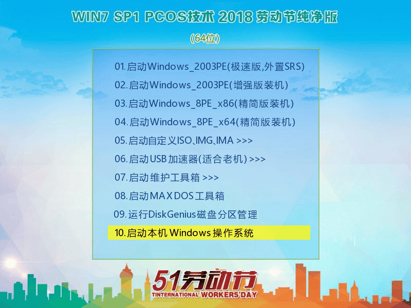 Win7SP1 PCOS 2018五一纯净版(64)